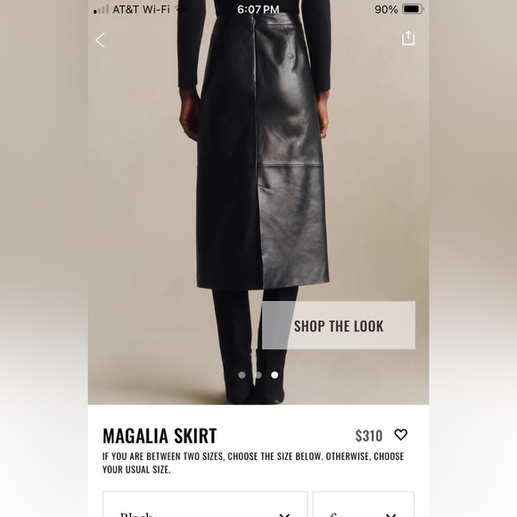 Sézane Magalia black leather midi skirt 38/6 - Picture 3 of 13